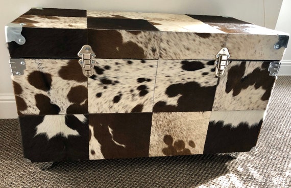 Large Cowhide Ottoman Trunks And Chests Coffee Table Etsy