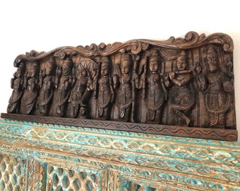 Lord Vishnu solid mango wood wall panel, home decor, wall decor, spirituality & religion.