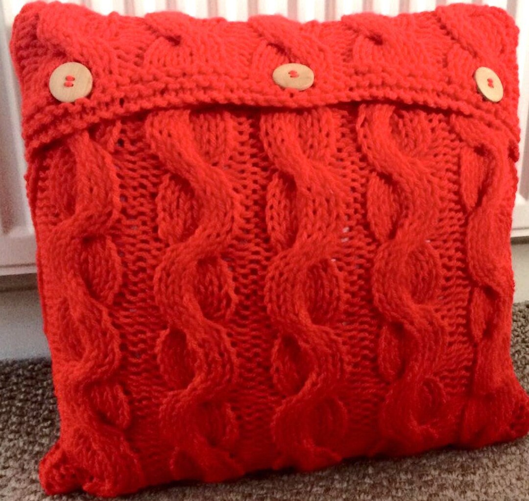 Red Chunky Cable Knit Cushionscatter Cushions Home and Etsy UK