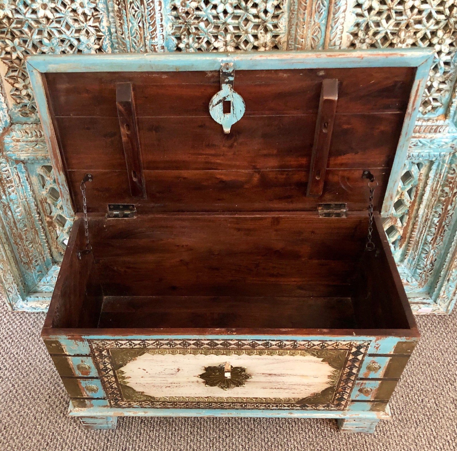 Handmade Indian storage trunk treasure chest furniture home Etsy