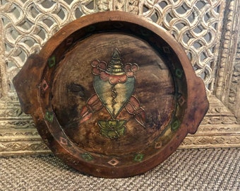 Tibetan handmade wooden bowl, fruit bowl, home decor, home and living.