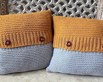 Handmade Chunky knit Cushion, Decorative Pillow, Home and Living.