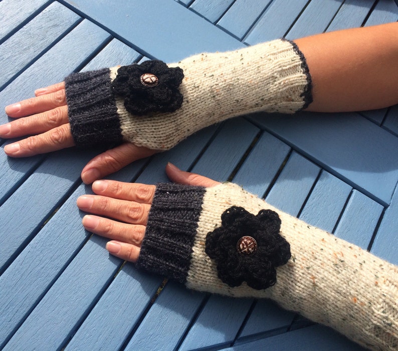 Aran Fingerless Gloves Hand Knit Fingerless Mittens Wrist Etsy