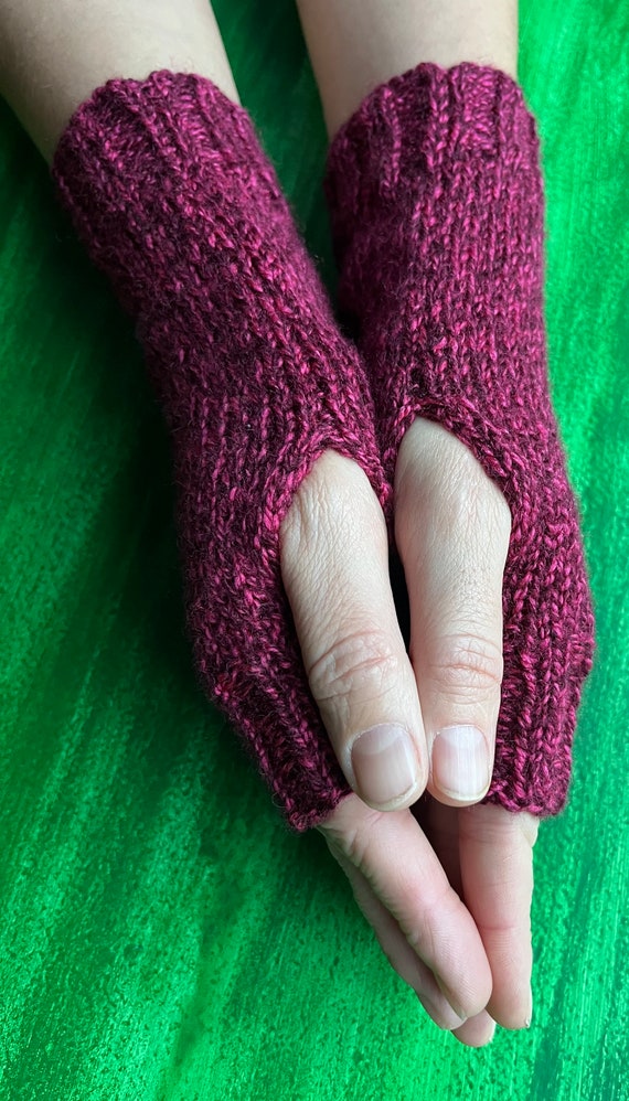 Womens Wrist Warmers Thick Knit Fingerless Gloves Winter Mitten