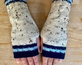 Guantes sin dedos de lana Aran hechos a mano: Calentadores de brazos de invierno