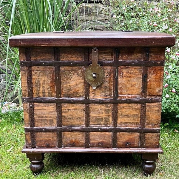 Antique Indian wedding trunk (dowry chest) coffee table, hope chest, furniture, home and living