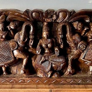 Lakshmi wooden wall panel, Hindu god, spiritually and religion, home decor, home and living