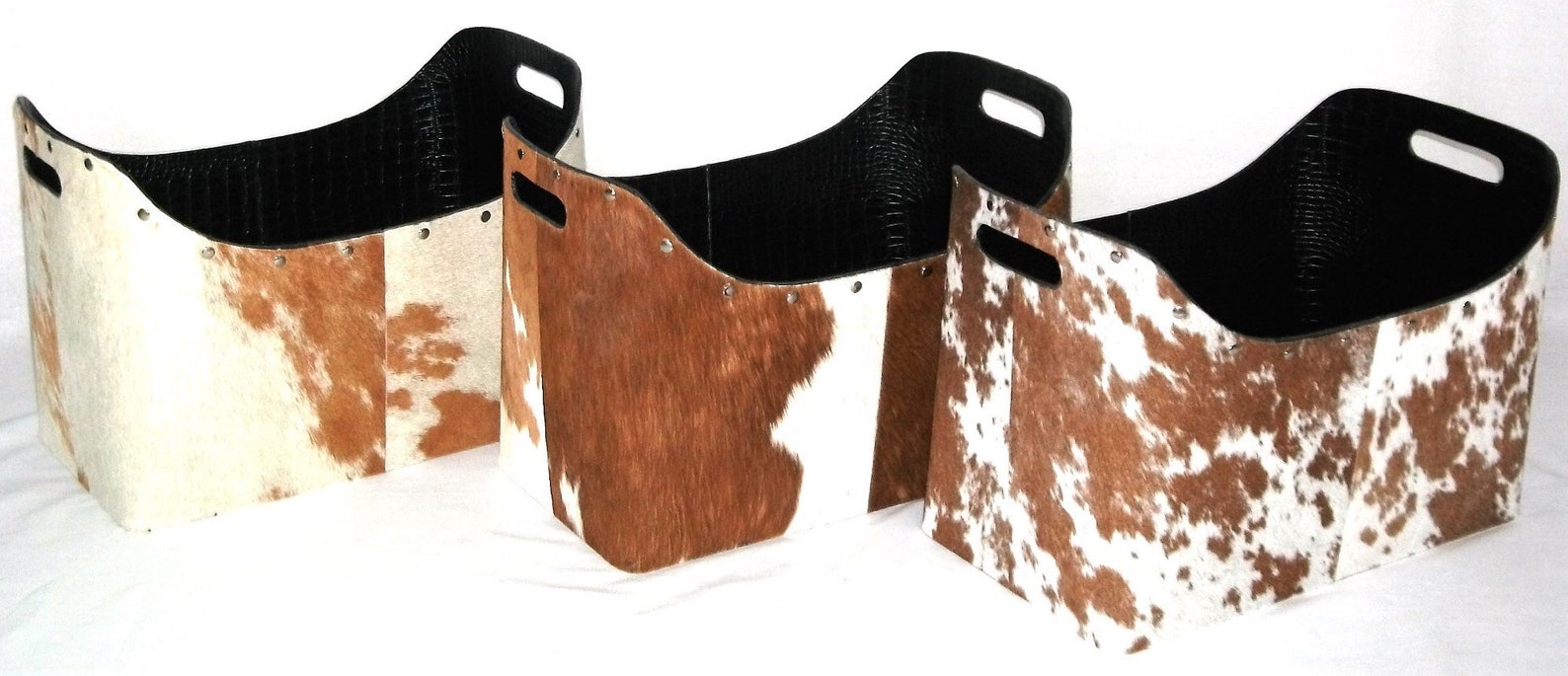 Cowhide magazine basket storage basket home decor home and Etsy