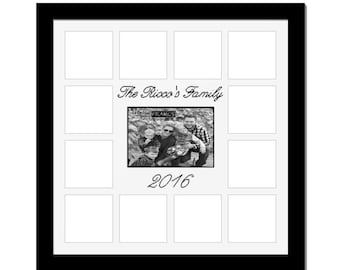 Personalized Family Collage - Holds 1- 5x7 and 12- 4x4 Photos in 20x20 Frame - Family Photo Frame, Personalized Family Picture Frame