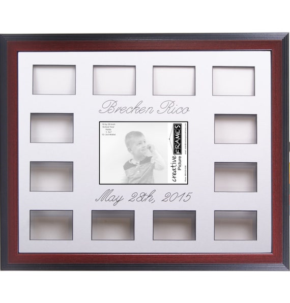 Personalized 12 Month Collage Frame Holds 1 5x7 With 2x3 Wallet Size Photos In 16x20 First Year Photo Baby Months
