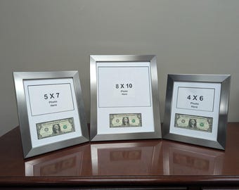 First Dollar & Photo Frame: Stainless Steel Finish - USA Made