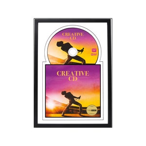 8&quot; x 12&quot; CD Jukebox Music Frame Double Matting Displays Cover Art and 4 7/8-inch Disc Self Standing with Wall Hanger (CD/Disc Not Included)