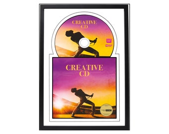 8" x 12" CD Jukebox Music Frame Double Matting Displays Cover Art and 4 7/8-inch Disc Self Standing with Wall Hanger (CD/Disc Not Included)