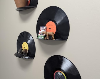 Vintage Vinyl Record wall shelves, boxes, & dishes