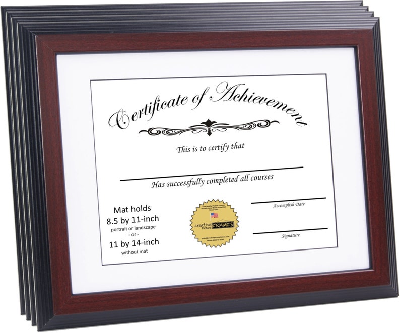 Mahogany Diploma Frame Displays 8.5x11-inch with Mat or 11x14-inch Certificate Certificate Frame, Document Frame, Degree Frame image 3