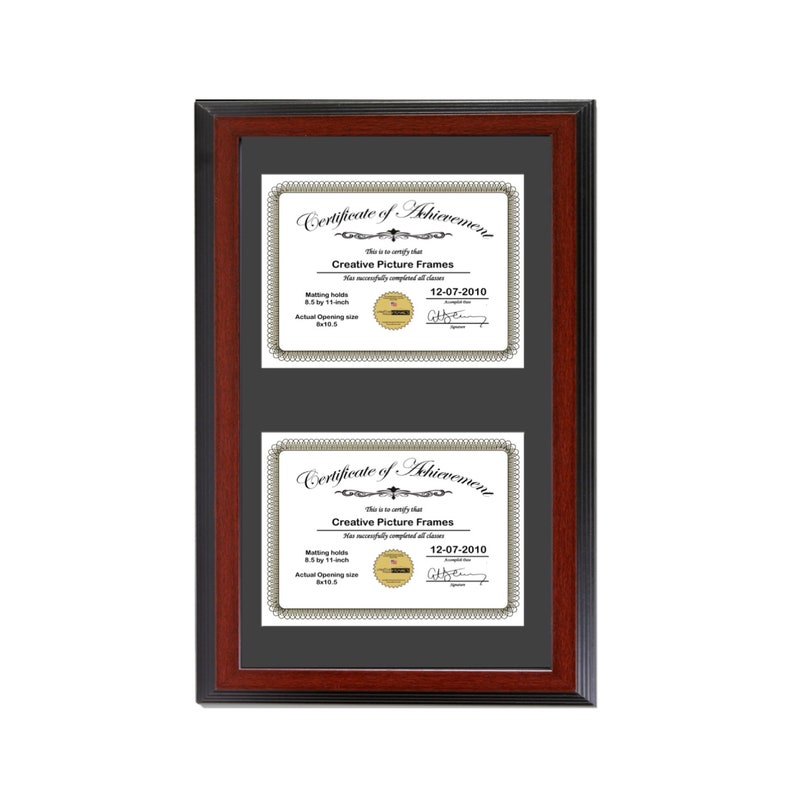 Mahogany Double Diploma Frame With Mat Holds 2 Diplomas of Etsy Australia