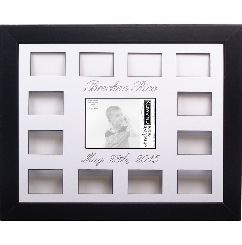 Personalized 12 Month Collage Frame Holds 1 5x7 With 2x3 Image 0
