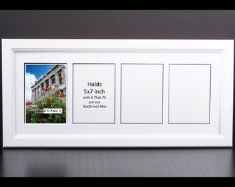 5x7 Multiple Opening White Picture Frame with Matting - Multi Opening Photo Frame Collage, Photo Collage Frame, 4x6 Picture Frame Collage