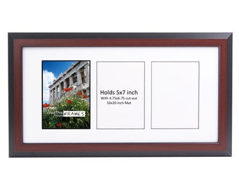 5x7 Multiple 2 3 4 5 6 7 8 9 10 Opening Mahogany Picture Frame with Matting, Multi Opening Photo Frame Collage