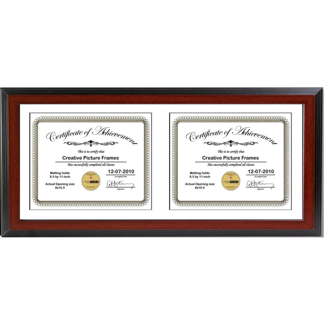 Mahogany Double Diploma Horizontal Frame With Mat - Document Frame ...