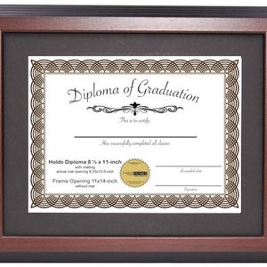 Mahogany Diploma Frame w/Mat Black Mat