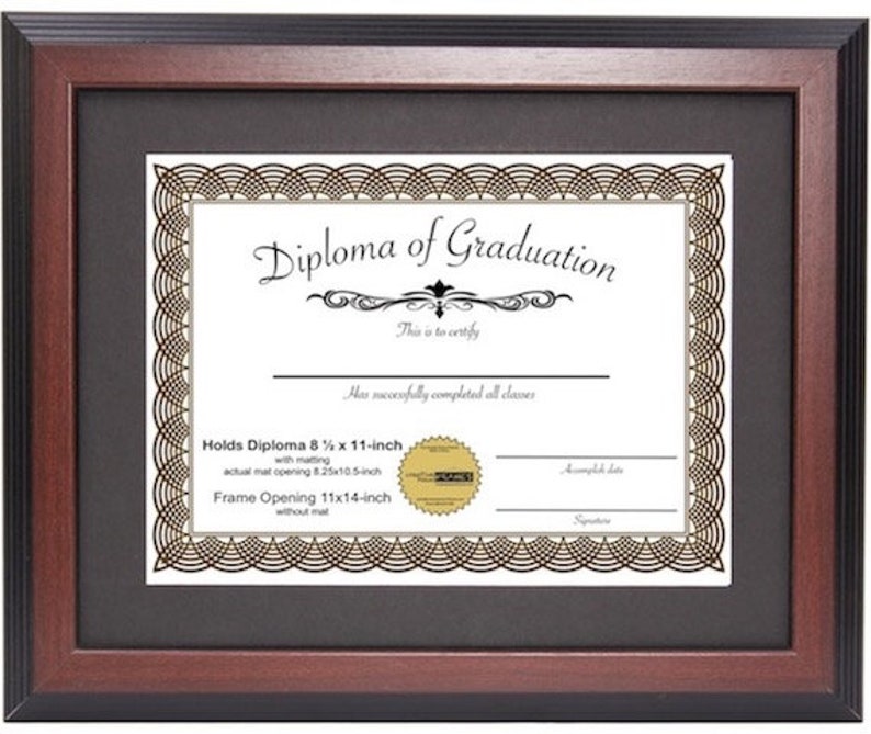 Mahogany Diploma Frame Displays 8.5x11-inch with Mat or 11x14-inch Certificate Certificate Frame, Document Frame, Degree Frame image 1