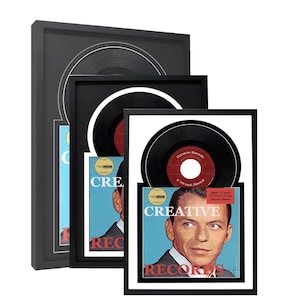 Jukebox-Style 7&quot; Vinyl Record Frame with Double Matting Displays Album Cover and 7&quot; Vinyl  (Media Not Included)