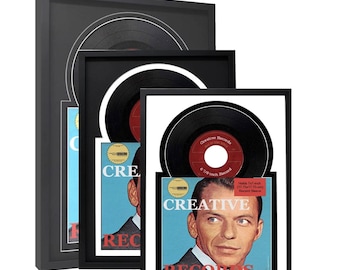 Jukebox-Style 7" Vinyl Record Frame with Double Matting Displays Album Cover and 7" Vinyl  (Media Not Included)