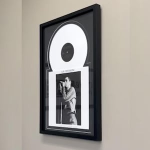 Jukebox-Style Vinyl Record Frame with Double Matting Displays Album Cover and 12&quot; Vinyl LP (Record/LP Not Included)