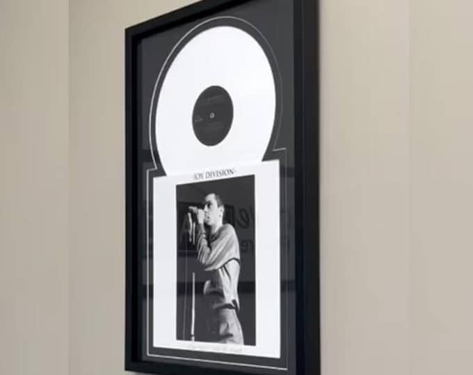 Jukebox-Style Vinyl Record Frame with Double Matting Displays Album Cover and 12" Vinyl LP (Record/LP Not Included)