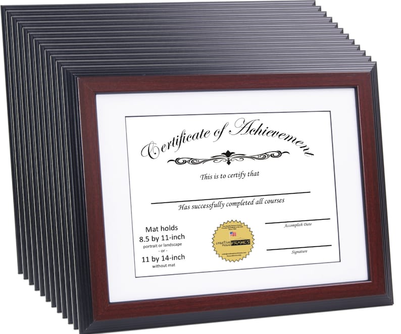 Mahogany Diploma Frame Displays 8.5x11-inch with Mat or 11x14-inch Certificate Certificate Frame, Document Frame, Degree Frame image 4