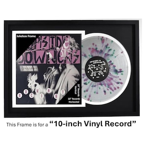 Jukebox-Style Vinyl Record Frame with Double Matting Displays Album Cover and 10" Vinyl Record
