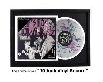 Jukebox-Style Vinyl Record Frame with Double Matting Displays Album Cover and 10" Vinyl Record