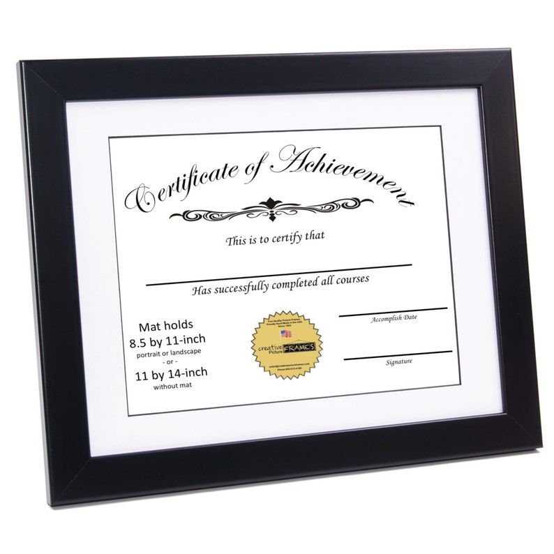 Black Diploma Frame With Mat Displays 8.5x11inch With Mat Etsy