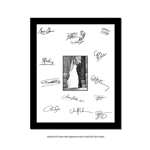 Signature Frame - 16x20 Mat Holds 5x7 or 8x10 Photo - Signature Board, Wedding Guest Book, Retirement Gift