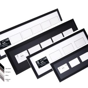 May include: Black picture frames with white matting, designed for 4x6 photos. The frames are available in various sizes and include a color palette of satin black, mahogany, white, and driftwood gray.