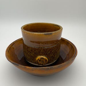 Hand-Thrown Stoneware Bowl & Cup Set: Yunomi Tea Cup, Pottery Gift