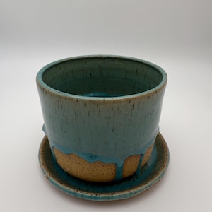 Minimalist Handmade Ceramic Pot - Handmade Planter / Saucer set