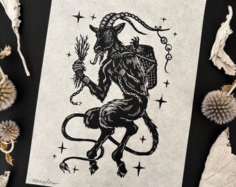 KRAMPUS | Lino Print | Gothmas Decor