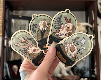 VINYL STICKERS | Osteology Sticker Pack | Deer, Crow, Fox and Cat Skulls