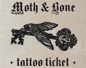 Tattoo Ticket | Moth & Bone Pre-drawn Designs (Digital Download)