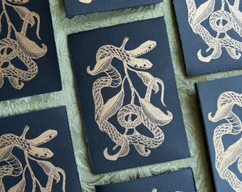 SLITHER *GOLD* | Lino Print | Two Headed Snake | Limited Edition
