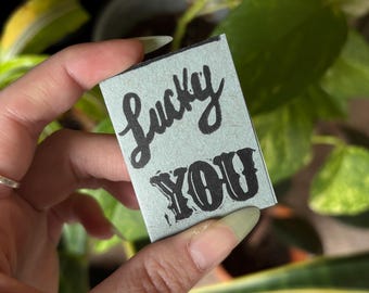 LUCKY YOU | mini art zine | handmade linocut print
