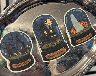 HALLOWEEN FRIDGE MAGNET | 2.5- 3" | Curio Domes | Haunted House, Graveyard, Ghost
