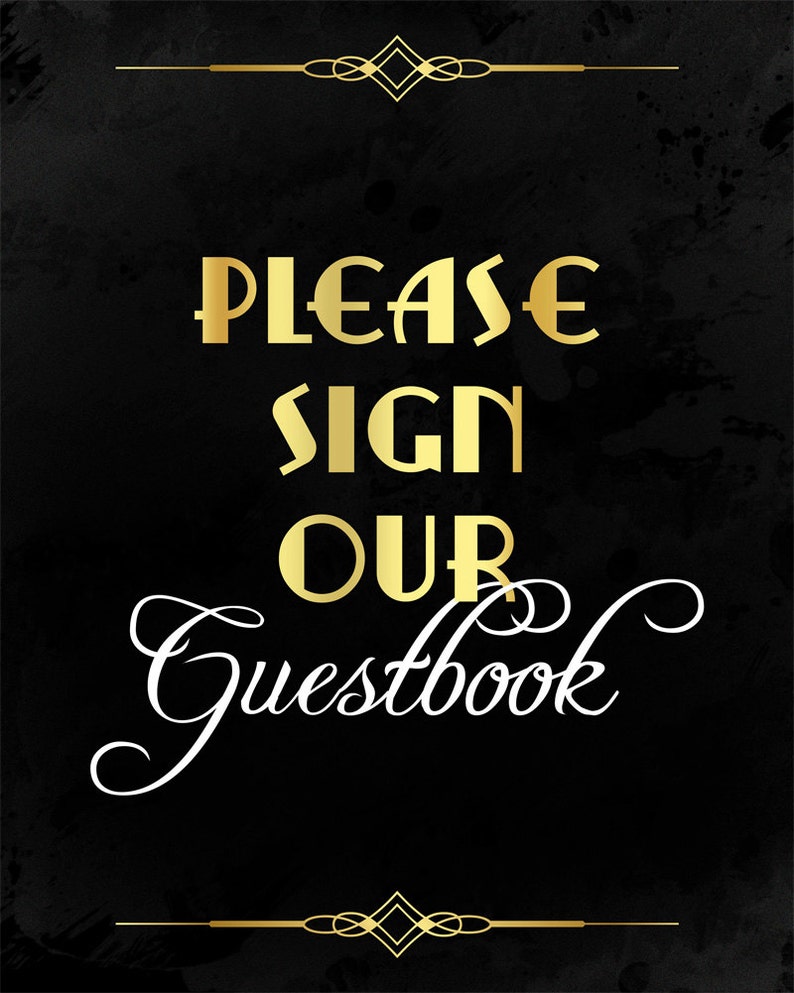 Please Sign Our Guestbook Sign. Wedding Decor Great Gatsby Etsy