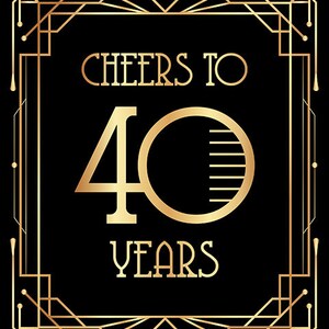 Cheers to 40 Years Printable Sign, Poster, Print. 40 Year Anniversary ...