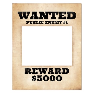 Photo booth frame prop. Printable wanted poster. Wanted sign. Prohibition party supplies. Party decoration. Great Gatsby party decor. image 1