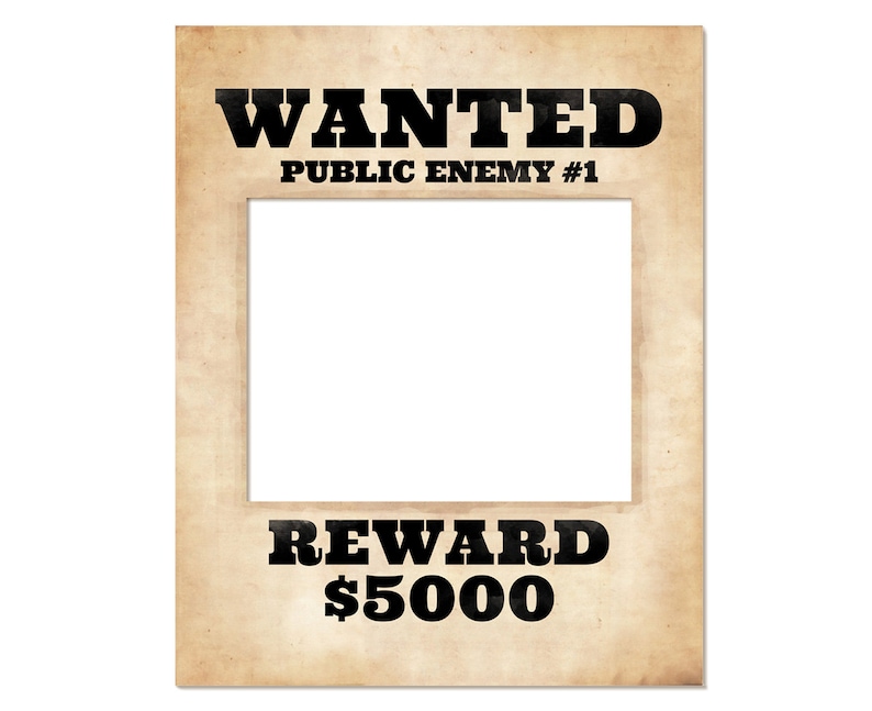 Photo booth frame prop. Printable wanted poster. Wanted sign. Prohibition party supplies. Party decoration. Great Gatsby party decor. image 1