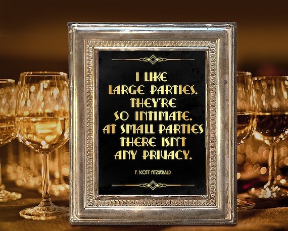 Roaring twenties party decoration. F. Scott Fitzgerald quote print. Great  Gatsby party decor. Art deco poster. Gatsby wedding decor.