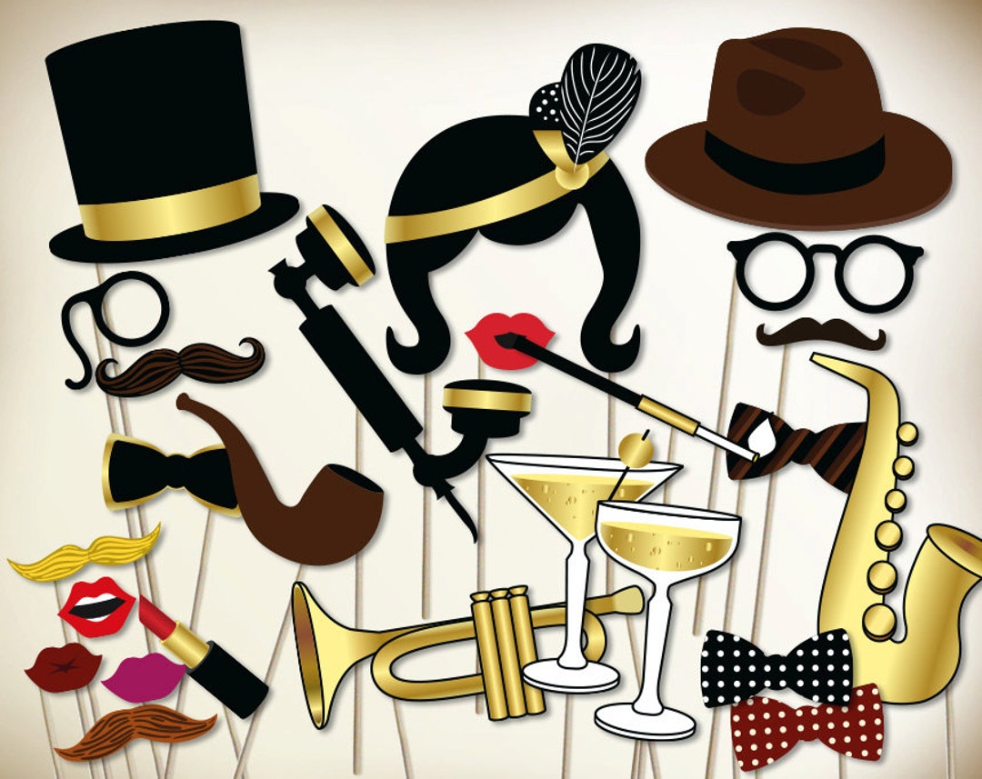 Photo Booth Props Printable PDF. Great Gatsby Props. Great Gatsby ...